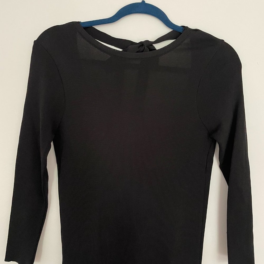 Black Midi Plunging Back Dress - Picture 2 of 6